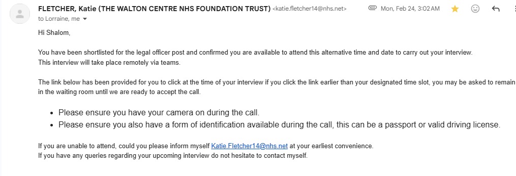 Client interview invitation