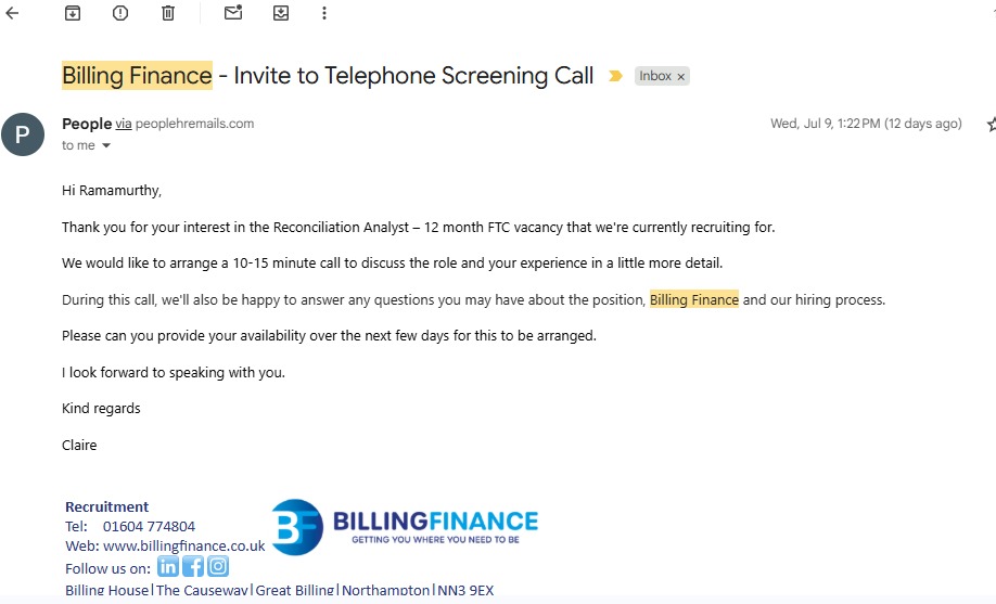 Client interview invitation