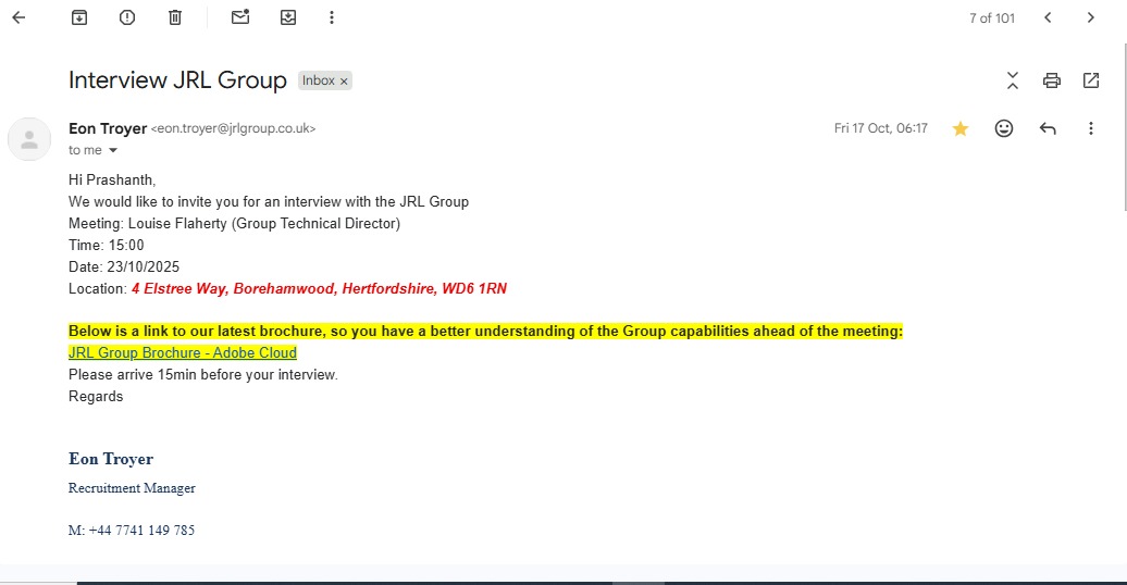 Client interview invitation