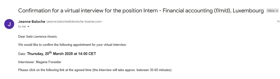 Client interview invitation